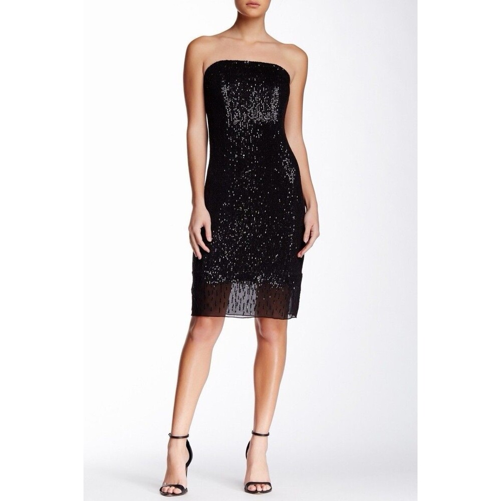 NWT TRINA TURK Halter Belmon Black Sleeveless Sequin Cocktail Dress Size 4